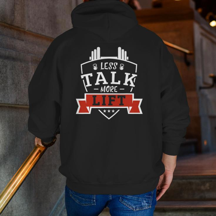 Less Talk More Lift Fitness Zip Up Hoodie Back Print