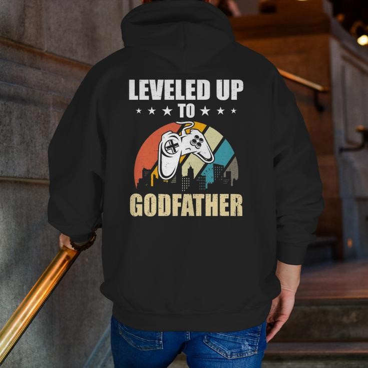 Leveled Up To Godfather Video Gamer Gaming Zip Up Hoodie Back Print