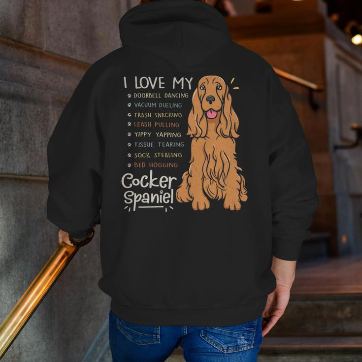 I Love My Cocker Spaniel Dog Mom Dad Zip Up Hoodie Back Print