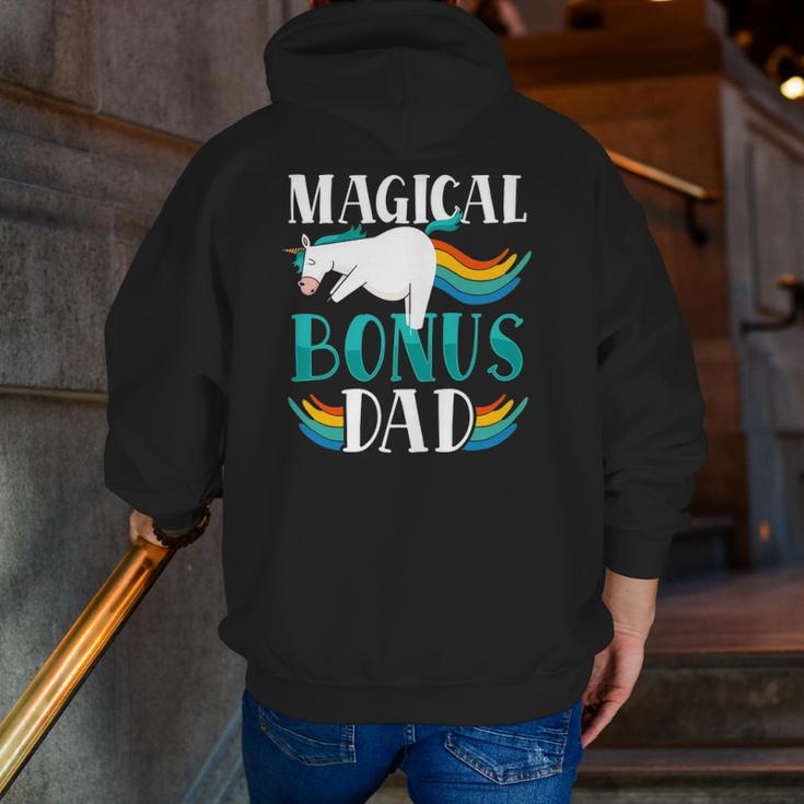 Magical Bonus Dad Proud Stepfather Cute Unicorn Step Dad Zip Up Hoodie Back Print