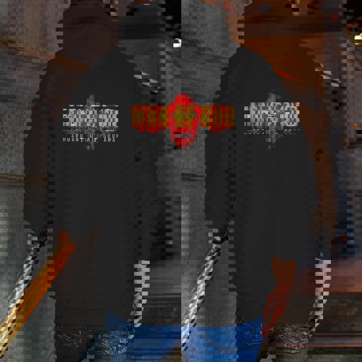 Man Of God Husband Dad Granpa Metal Barbed Wire Zip Up Hoodie Back Print