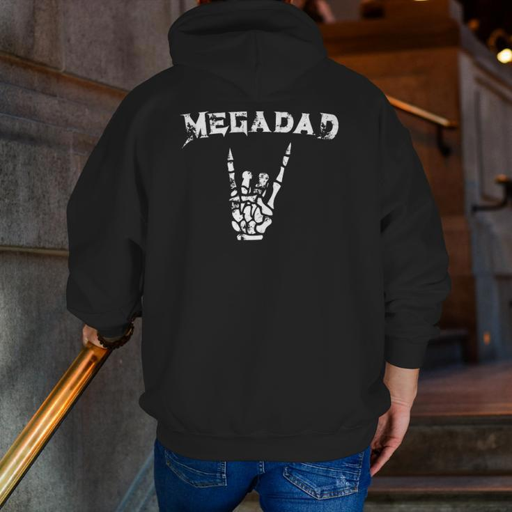 Megadad Rock Heavy Metal Guitar Dad Zip Up Hoodie Back Print