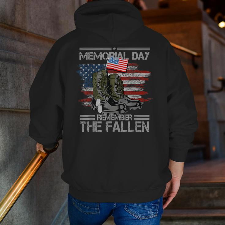Memorial Day Remember The Fallen Veteran Military Vintage Zip Up Hoodie Back Print