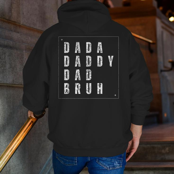 Men Dad Dada Daddy Bruh Fathers Day Vintage Zip Up Hoodie Back Print