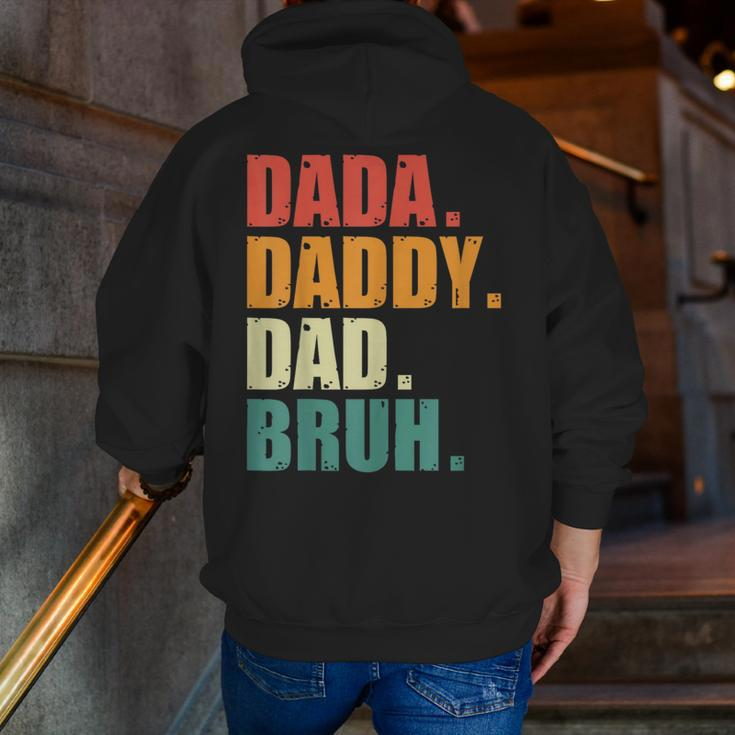 Men Dada Daddy Dad Bruh Father Vintage Fathers Day Zip Up Hoodie Back Print