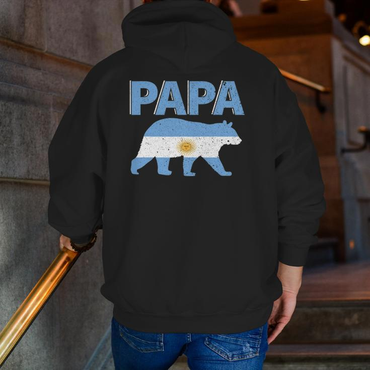 Mens Argentina Flag Papa Bear Argentinian Dad Father's Day Zip Up Hoodie Back Print