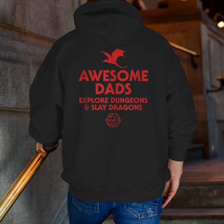 Mens Awesome Dads Explore Dungeons And Slay Dragons Dad Zip Up Hoodie Back Print