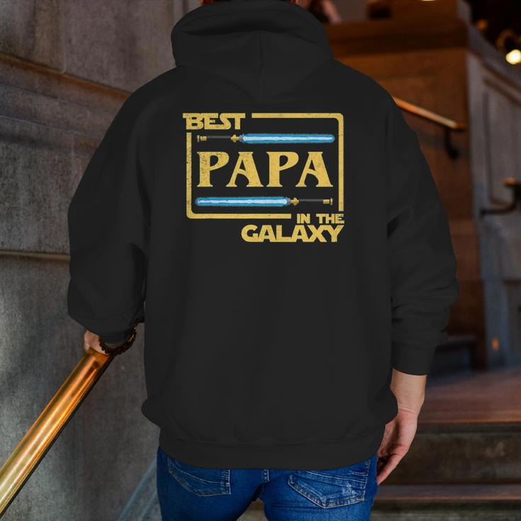 Mens Best Papa In The Galaxy Father's Day Zip Up Hoodie Back Print