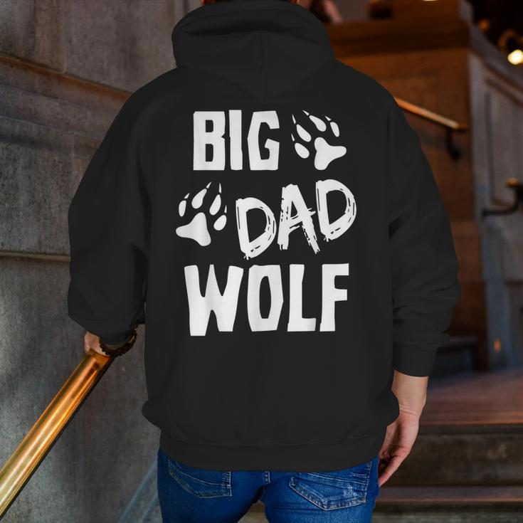 Mens Big Dad Wolf Costume Halloween Daddy Dad Father's Day Zip Up Hoodie Back Print