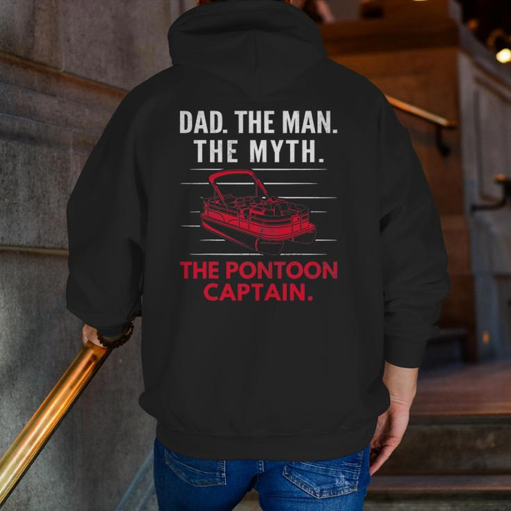 Mens Dad Man Myth Pontoon Captain Pontooning Boating Boat Zip Up Hoodie Back Print