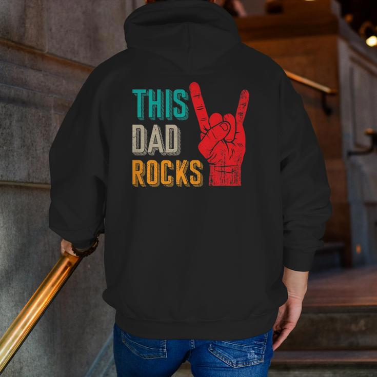 Mens This Dad Rocks Desi For Cool Father Rock And Roll Music Zip Up Hoodie Back Print