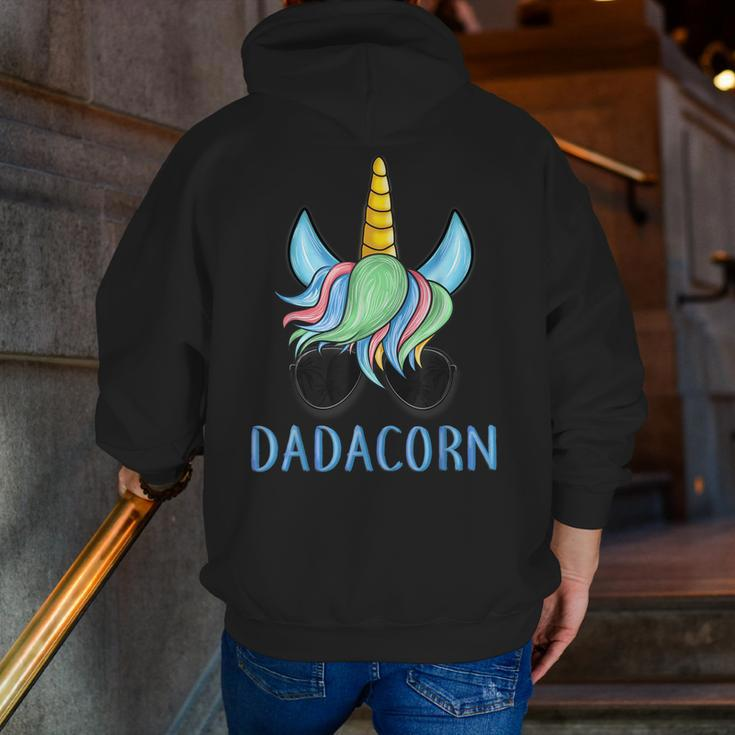 Mens Dadacorn Unicorn Dad Father's Day Zip Up Hoodie Back Print