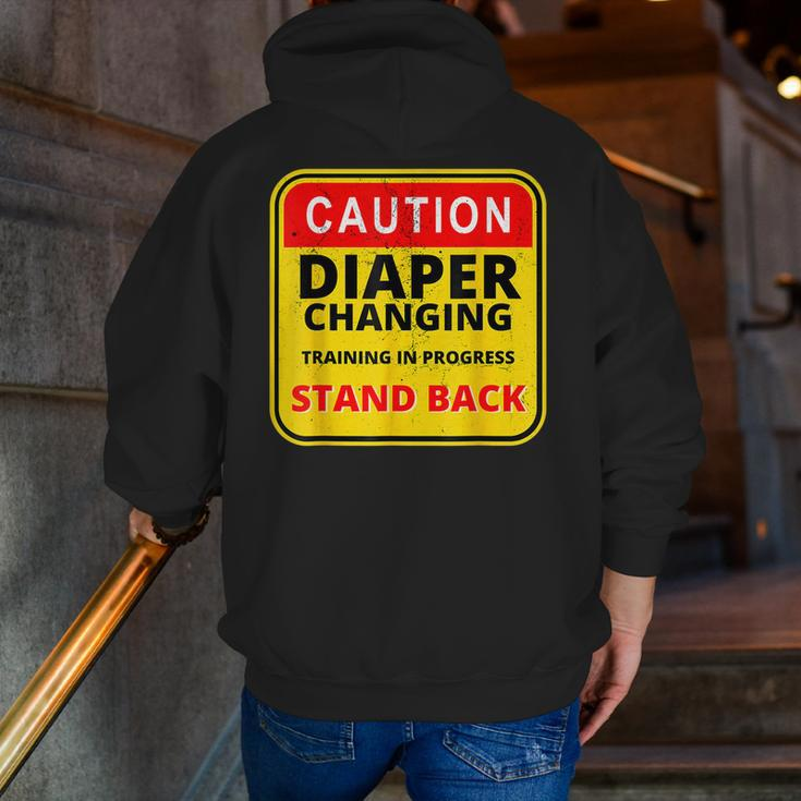 Mens Daddy Diaper Kit New Dad Survival Dad's Baby Changing Outfit Zip Up Hoodie Back Print