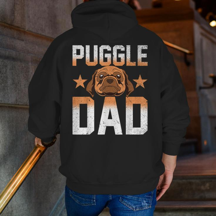 Mens Dog Lover Fathers Day Puggle Dad Pet Owner Animal Puggle Zip Up Hoodie Back Print