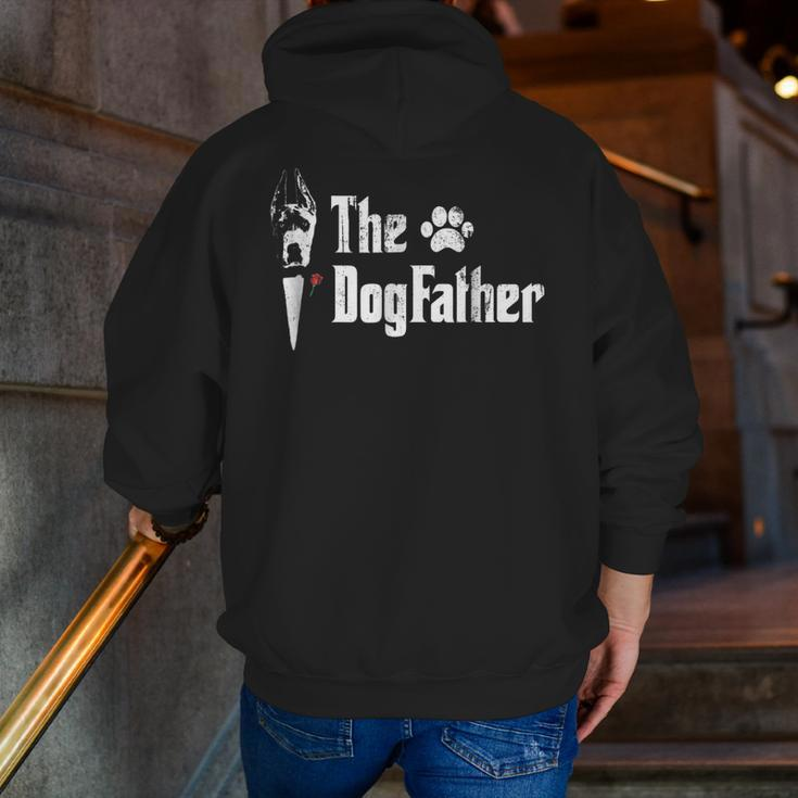 Mens The Dogfather Great Dane Dog Dad Tshirt Father's Day Zip Up Hoodie Back Print