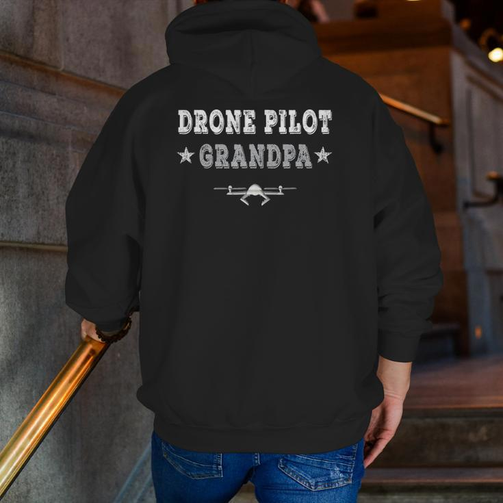 Mens Drone Pilot Grandpa Drone Flyer Fathers Day Zip Up Hoodie Back Print