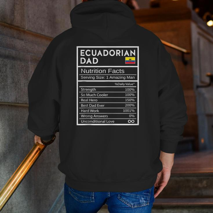 Mens Ecuadorian Dad Nutrition Facts National Pride Father's Day Zip Up Hoodie Back Print