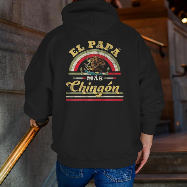 Mens El Papa Mas Chingon Mexican Flag Cool Dad Regalo Zip Up Hoodie Back Print