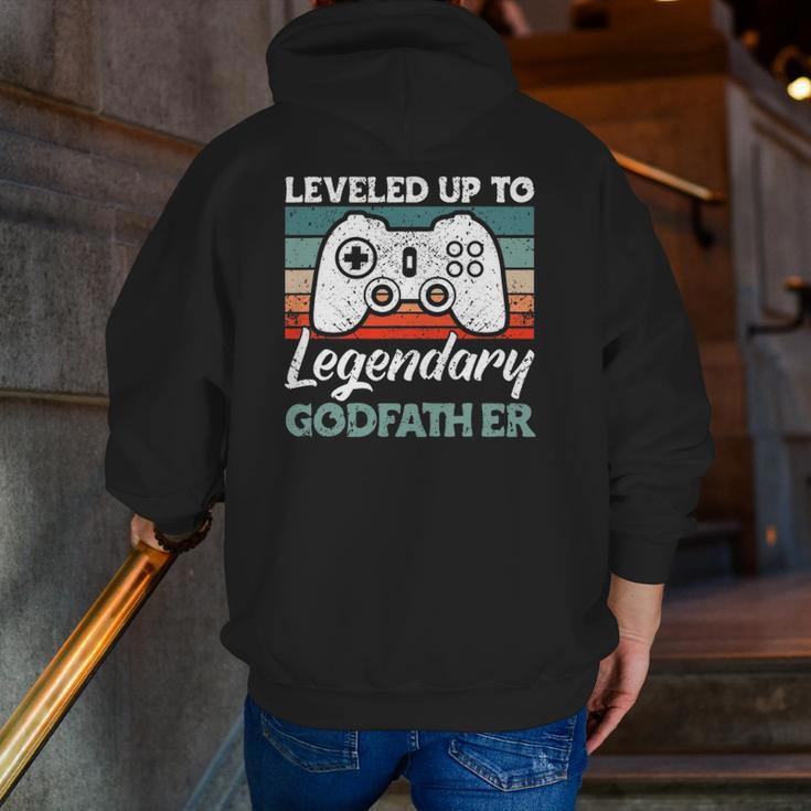 Mens Leveled Up To Legendary Godfather Uncle Godfather Zip Up Hoodie Back Print