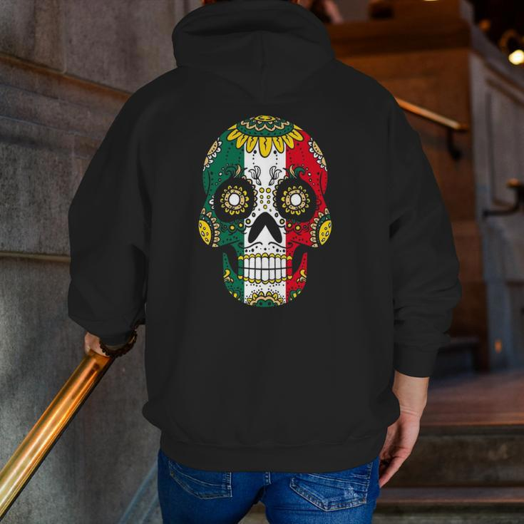 Mens Mexician Dia De Los Muertos Men Sugar Skull Day Of Dead Men Zip Up Hoodie Back Print