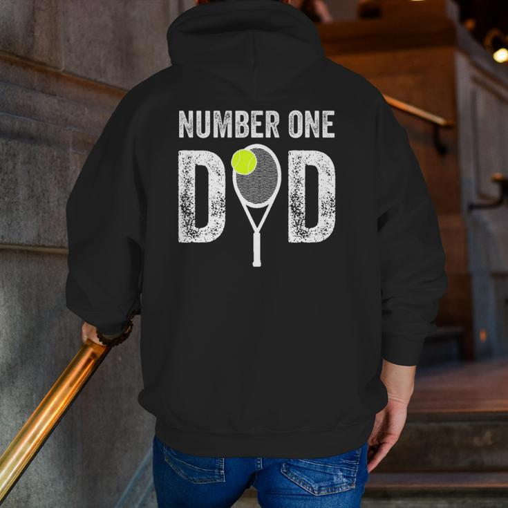 Mens Number One Daddy From Son Daughter 1 Tennis Dad Zip Up Hoodie Back Print
