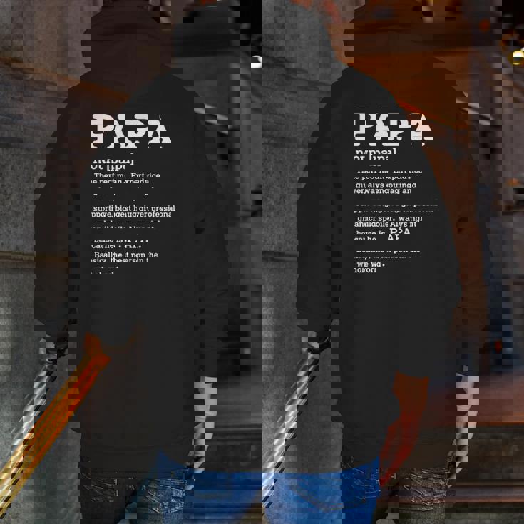 Mens Papa Definition Noun Nutrition Father's Day Grandpa Zip Up Hoodie Back Print Mens Papa Definition Noun Nutrition Father's Day Grandpa Zip Up Hoodie Back Print