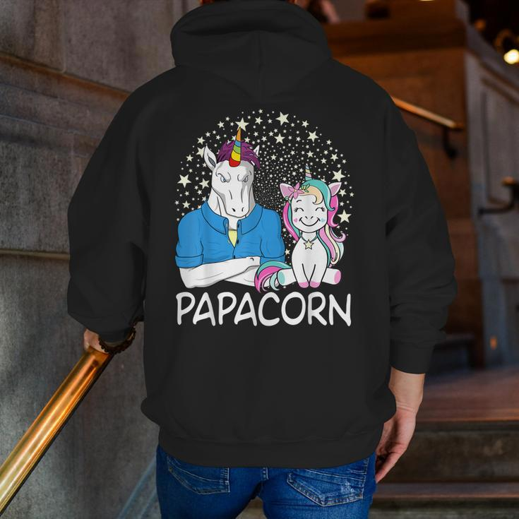 Mens Papacorn Unicorn Dad And Baby Daddy Fathers Day Zip Up Hoodie Back Print