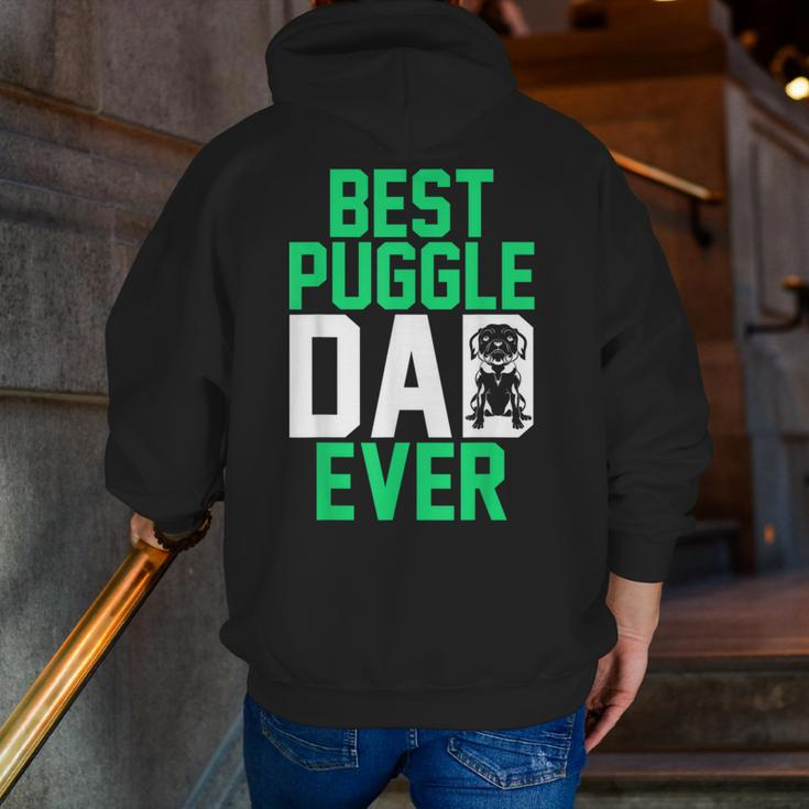 Mens Pet Owner Animal Dog Lover Daddy Best Puggle Dad Ever Puggle Zip Up Hoodie Back Print