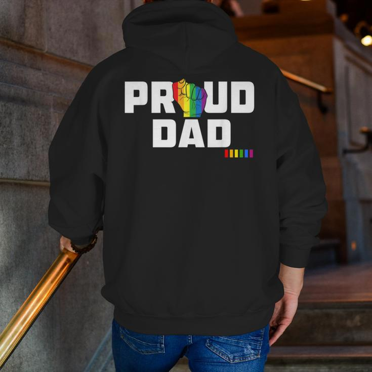 Mens Proud Dad Lgbt Gay Pride Month Lgbtq Rainbow Zip Up Hoodie Back Print
