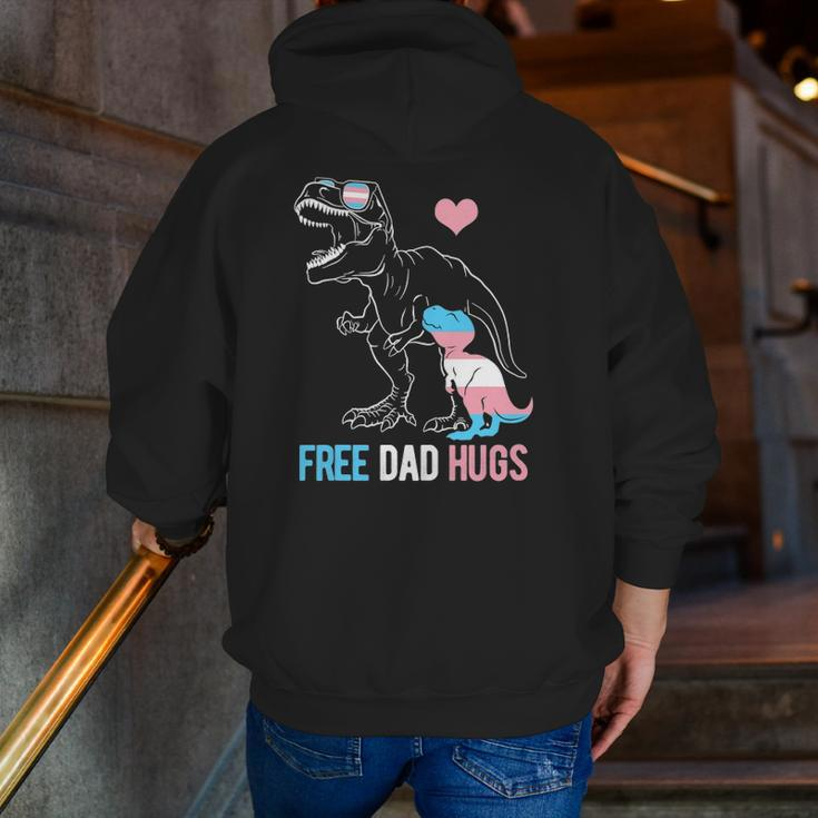 Mens Trans Free Dad Hugs Dinosaur Rex Daddy Transgender Pride Zip Up Hoodie Back Print