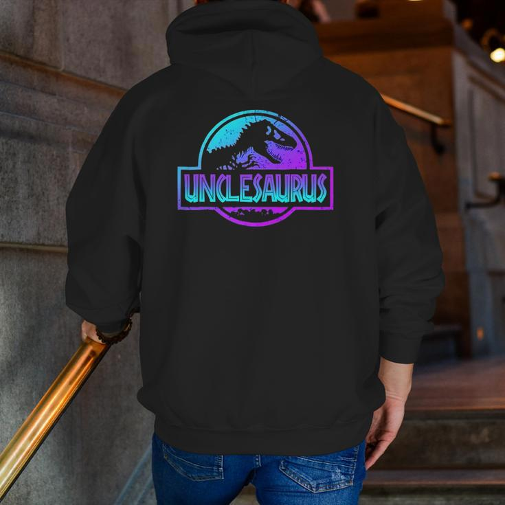 Mens Unclesaurus Dinosaurrex Father's Day For Dad Zip Up Hoodie Back Print