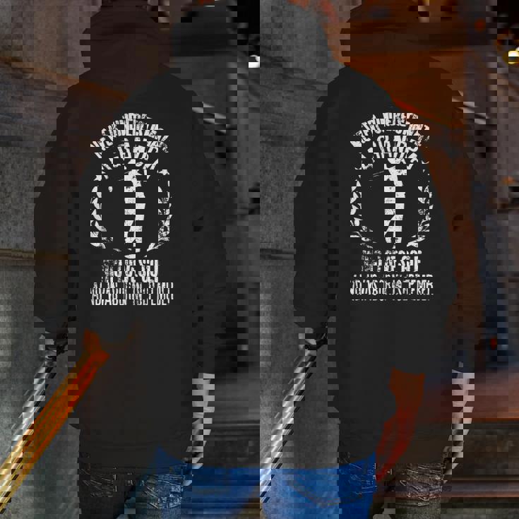 Mens Never Underestimate A Grandpa Who Loves Golf Born September Zip Up Hoodie Back Print