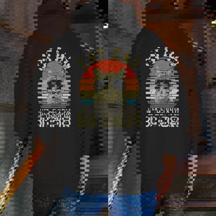 Mens Vintage Cat Dad Regular Dad Proud Daddy Meowica Fathers Day Zip Up Hoodie Back Print