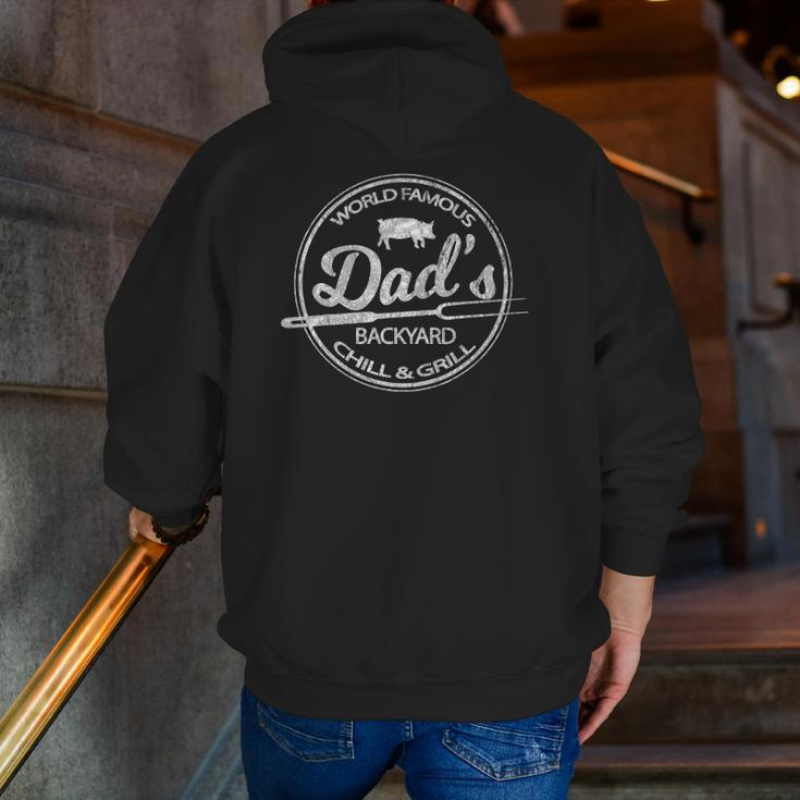 Mens World Famous Dad's Backyard Grill & Chill Bbq Zip Up Hoodie Back Print