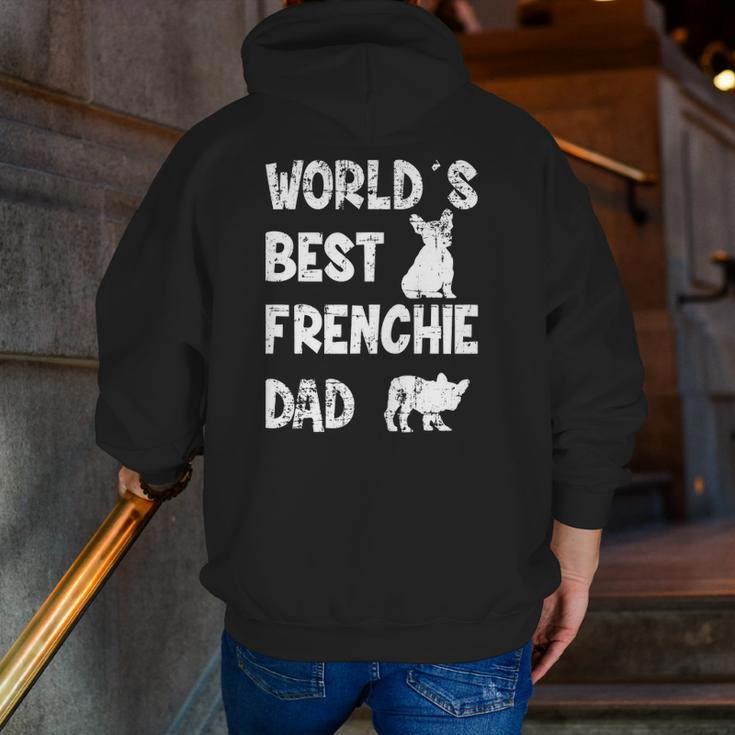 Mens World's Best Frenchie Dad French Bulldog Dog Lover Zip Up Hoodie Back Print