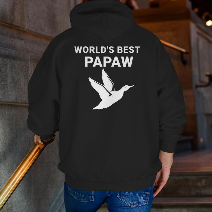 Mens World's Best Papaw Duck Hunters Grandpa Zip Up Hoodie Back Print