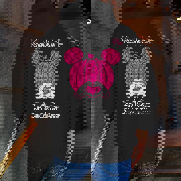 Mickey Mouse Pumpkin In October We Wear Pink For My Dad Breast Cancer Awareness Zip Up Hoodie Back Print