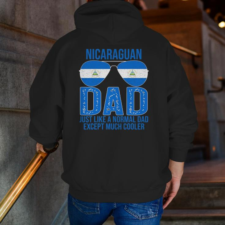 Nicaraguan Dad Nicaragua Flag Sunglasses Father's Day Zip Up Hoodie Back Print