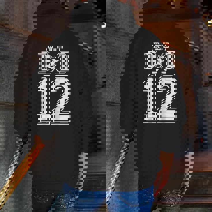 Number 12 Custom Proud Hockey Dad Personalized Zip Up Hoodie Back Print