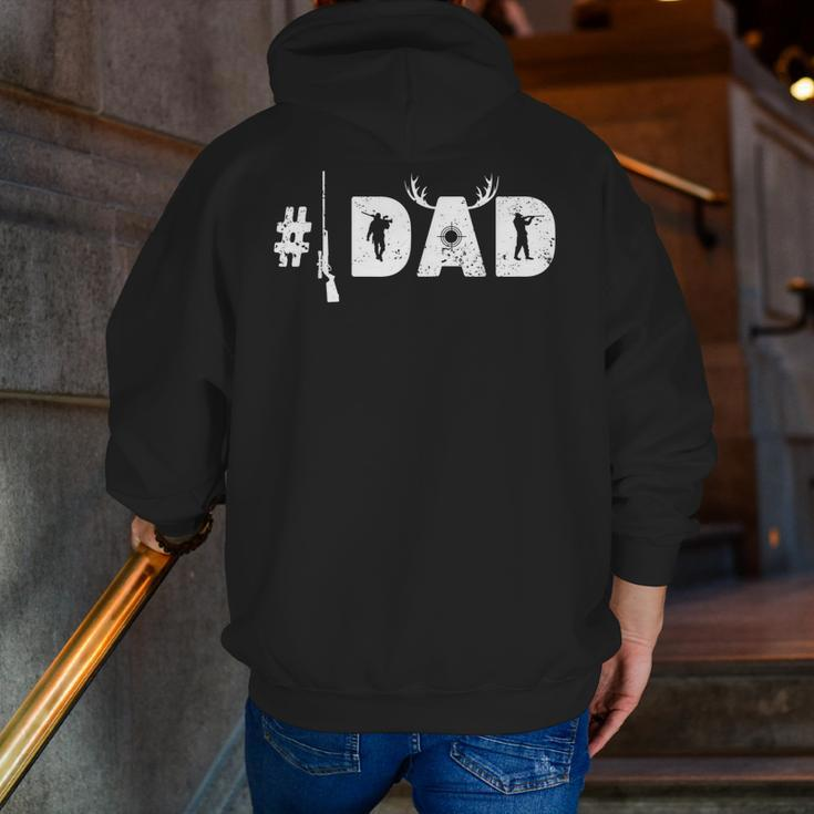 Number One Best Hunting Dad Deer Hunter Father's Day Zip Up Hoodie Back Print