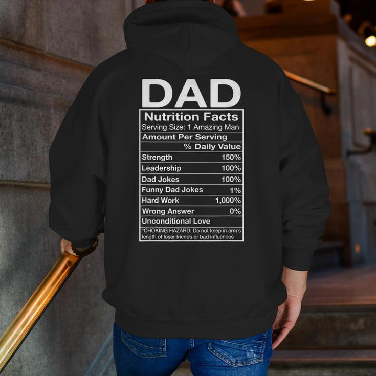 Nutrition Facts Dad Nutritional Facts Fathers Day Zip Up Hoodie Back Print