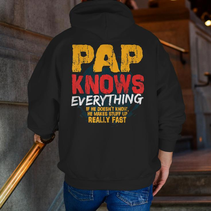Pap Knows Everything Pap Fathers Day Zip Up Hoodie Back Print