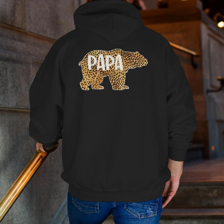 Papa Bear Cheetah Leopard Print Dad Father Premium Zip Up Hoodie Back Print