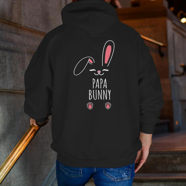 Papa Bunny Matching Easter Bunny Egg Hunting Zip Up Hoodie Back Print