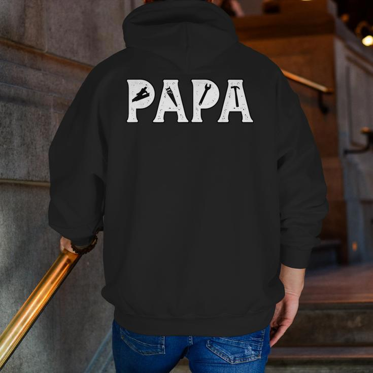 Papa Woodworker Dad Zip Up Hoodie Back Print