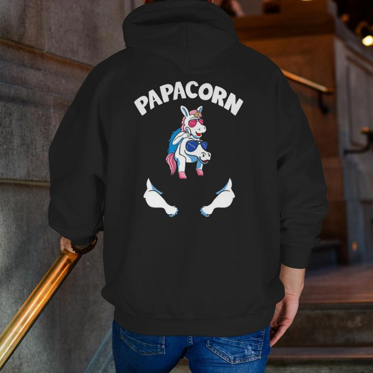 Papacorn 1 Kid Papa Pink Unicorn Father Daughter Zip Up Hoodie Back Print