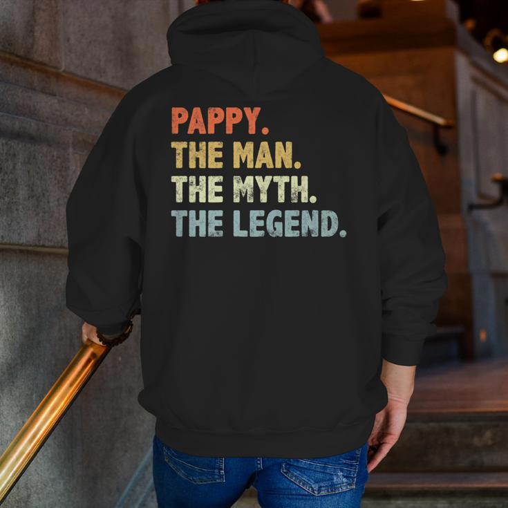 Pappy The Man Myth Legend Fathers Day Grandpa Pappy Zip Up Hoodie Back Print