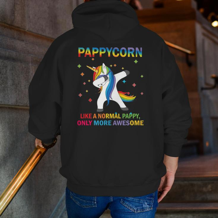 Pappycorn Dabbing Unicorn Pappy Zip Up Hoodie Back Print