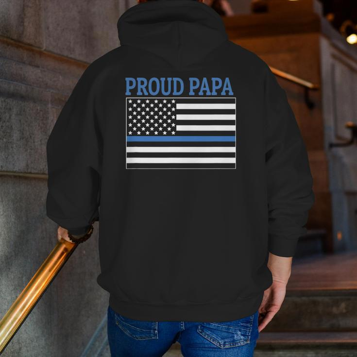 Police Officer Papa Proud Papa Zip Up Hoodie Back Print