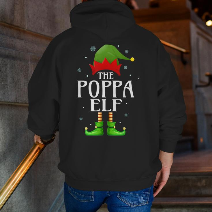 Poppa Elf Xmas Matching Family Group Christmas Grandpa Zip Up Hoodie Back Print